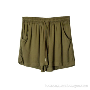 Womens Comfy Drawstring Casual Elastic Waist Pocketed Shorts